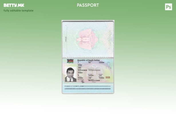 Шаблон за пасош на Јужен Судан во модерен стил